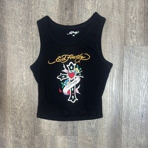 Ed Hardy Black Tank Top with Colorful Graphic